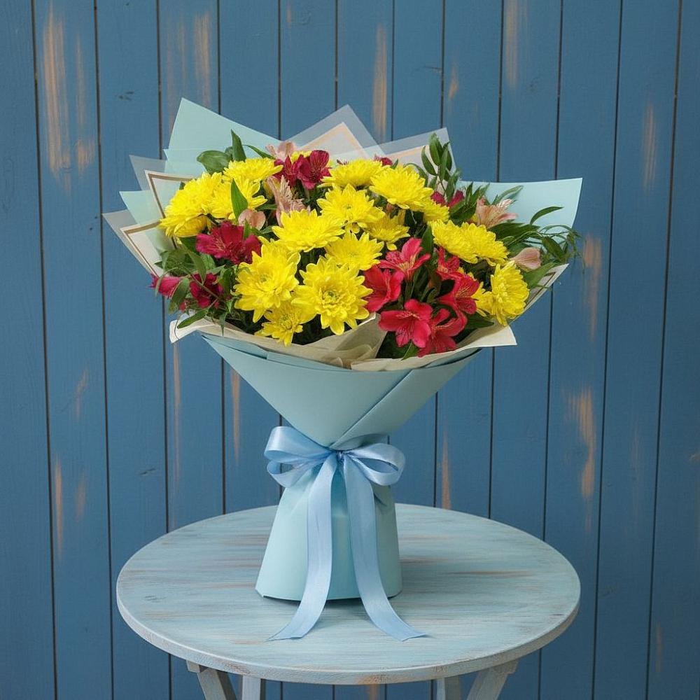 Букет цветов из: Альстромерии и Хризантемы в Выгоничи