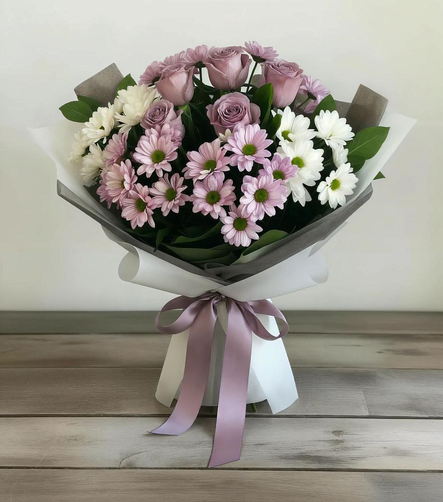 Букет цветов из: Хризантемы и Розы в Выгоничи
