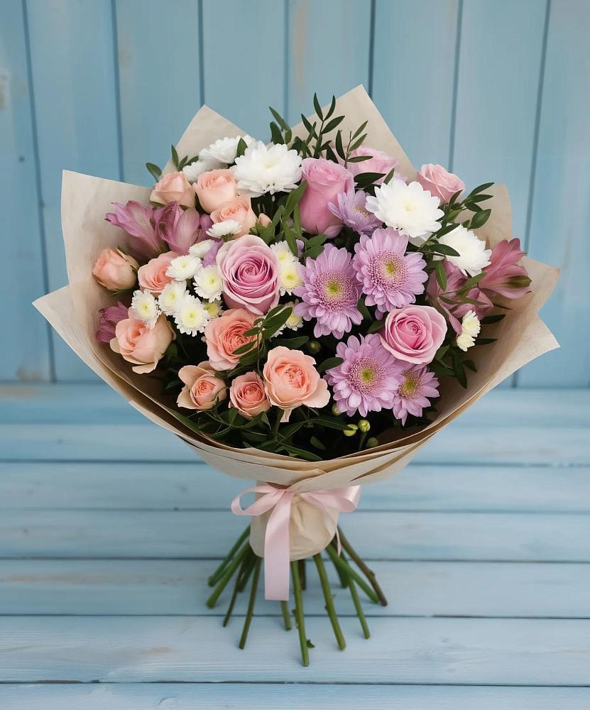 Букет цветов из: Хризантемы, Розы и Альстромерии в Выгоничи