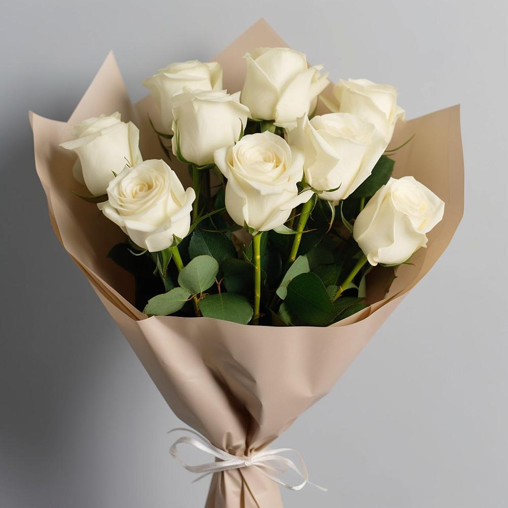 Букет 9 Белых роз Эдлесс Лав в Выгоничи