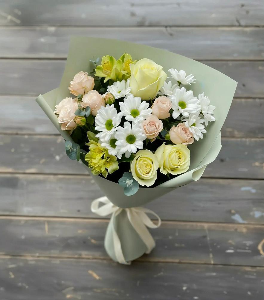 Букет цветов из: Альстромерии, Розы и Хризантемы в Выгоничи