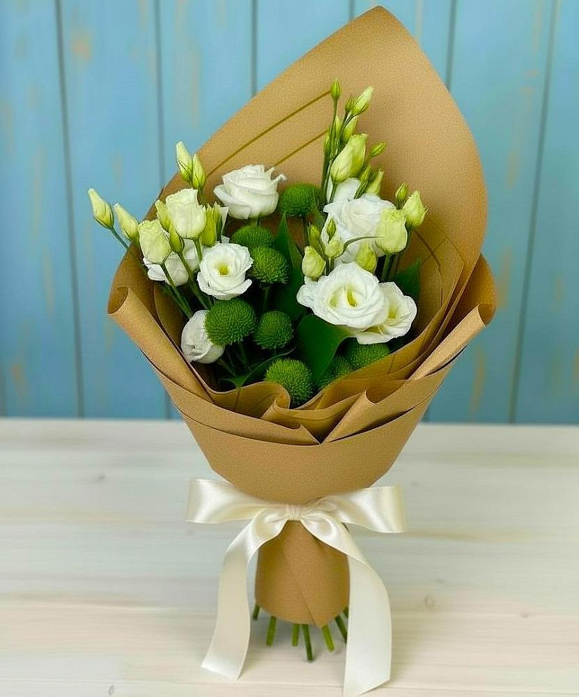 Букет цветов из: Хризантемы и Лизиантусы в Выгоничи