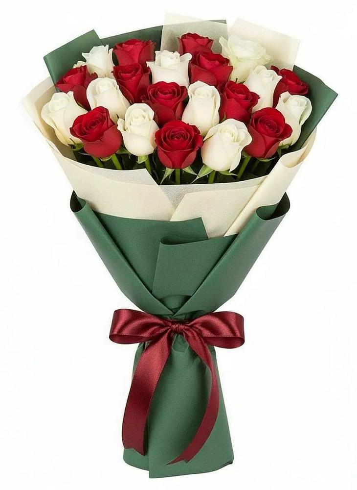 Букет Микс из красных и белых роз в Выгоничи
