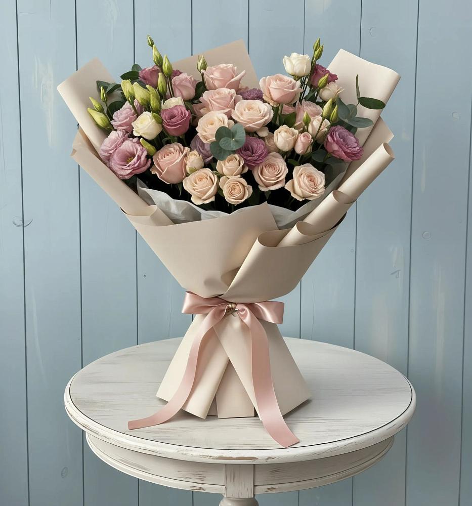 Букет цветов из: Розы и Лизиантусы в Выгоничи