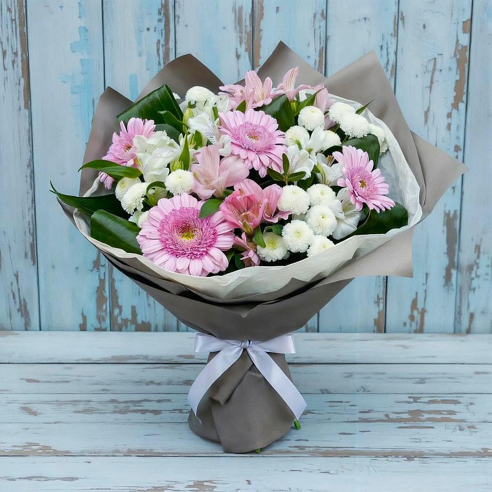 Букет цветов из: Герберы, Альстромерии и Хризантемы в Выгоничи